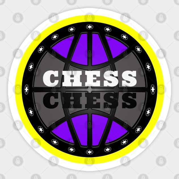 Chess Logo in Black, White and Purple Sticker by The Black Panther